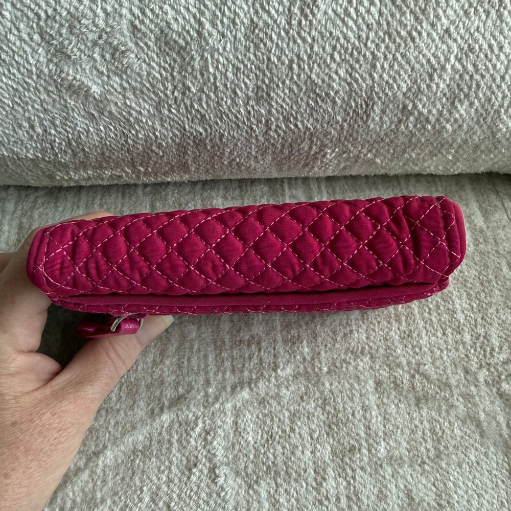 Vera Bradley Magenta Pink Quilted Microfiber RFID Trifold Wallet Floral Interior - Picture 3 of 6